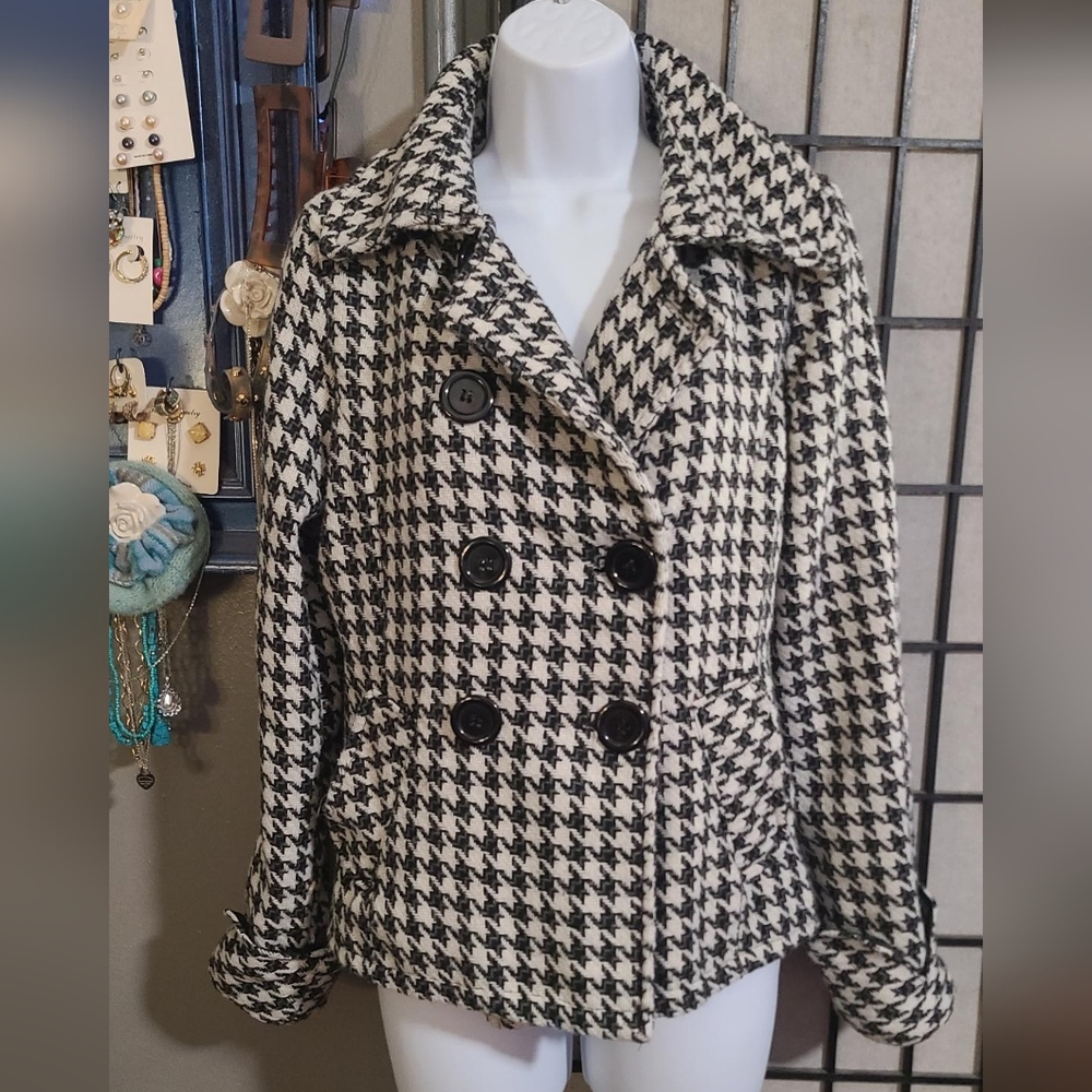 BODY CENTRAL Houndstooth Double Breasted Jacket M